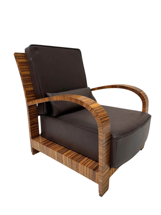 Two Art Deco Lounge Chairs with Leather Cushions France, 1930s